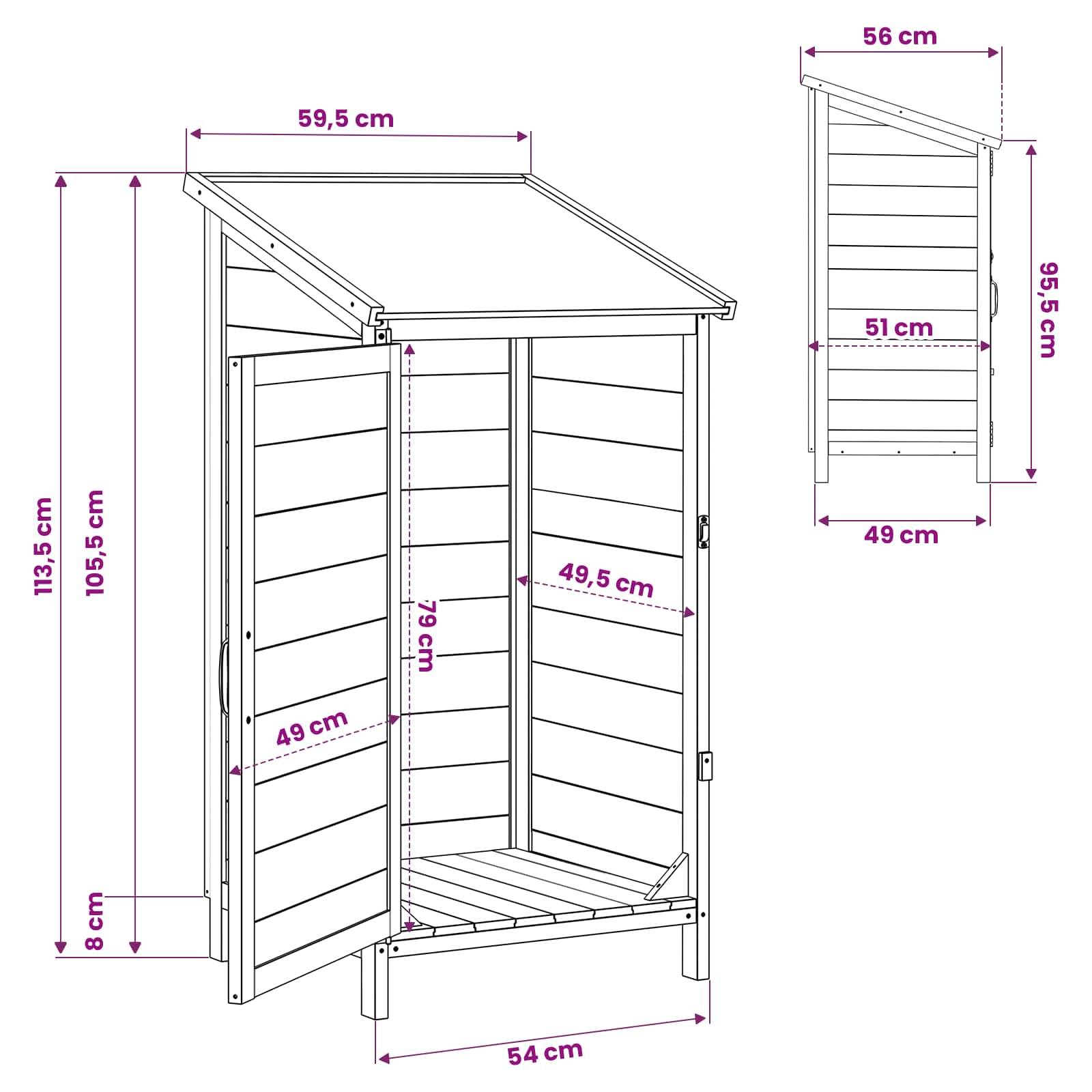 Vidaxl - Abri de jardin Gris 59 x 56 x 113,5 cm Bois d'ingénierie vidaXL 42033438 - Image 3