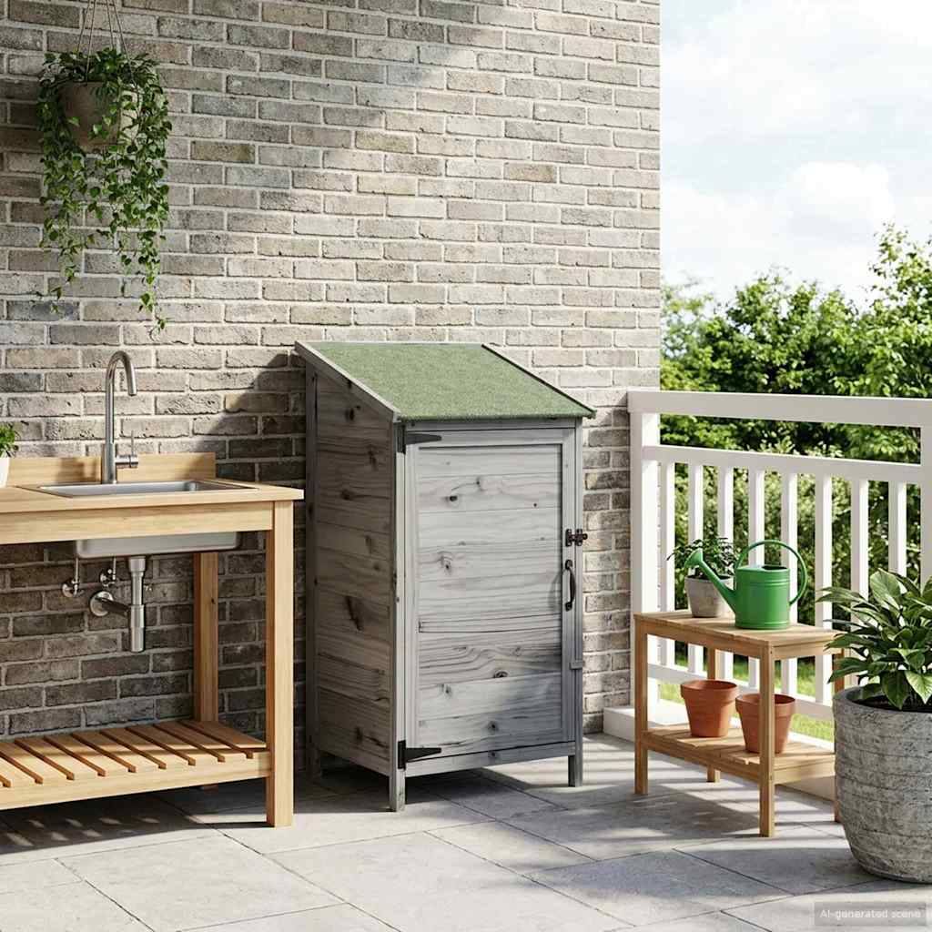 Vidaxl - Abri de jardin Gris 59 x 56 x 113,5 cm Bois d'ingénierie vidaXL 42033438 - Image 4