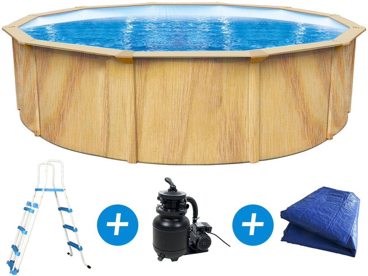 Piscine Acier Ronde Aspect Bois "punta Cana" - ø 5.50 X 1.20 M -habitat Et Jardin - Image 1