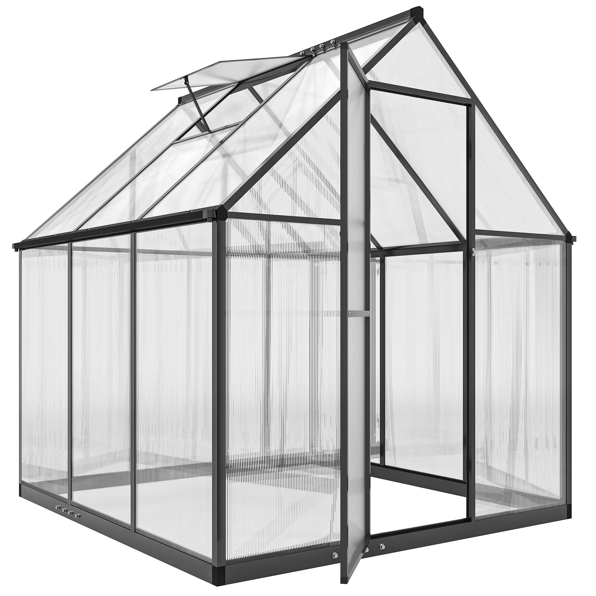 Serre jardin aluminium polycarbonate, fenêtre réglable porte battante, résistant intempéries transparent - Image 1