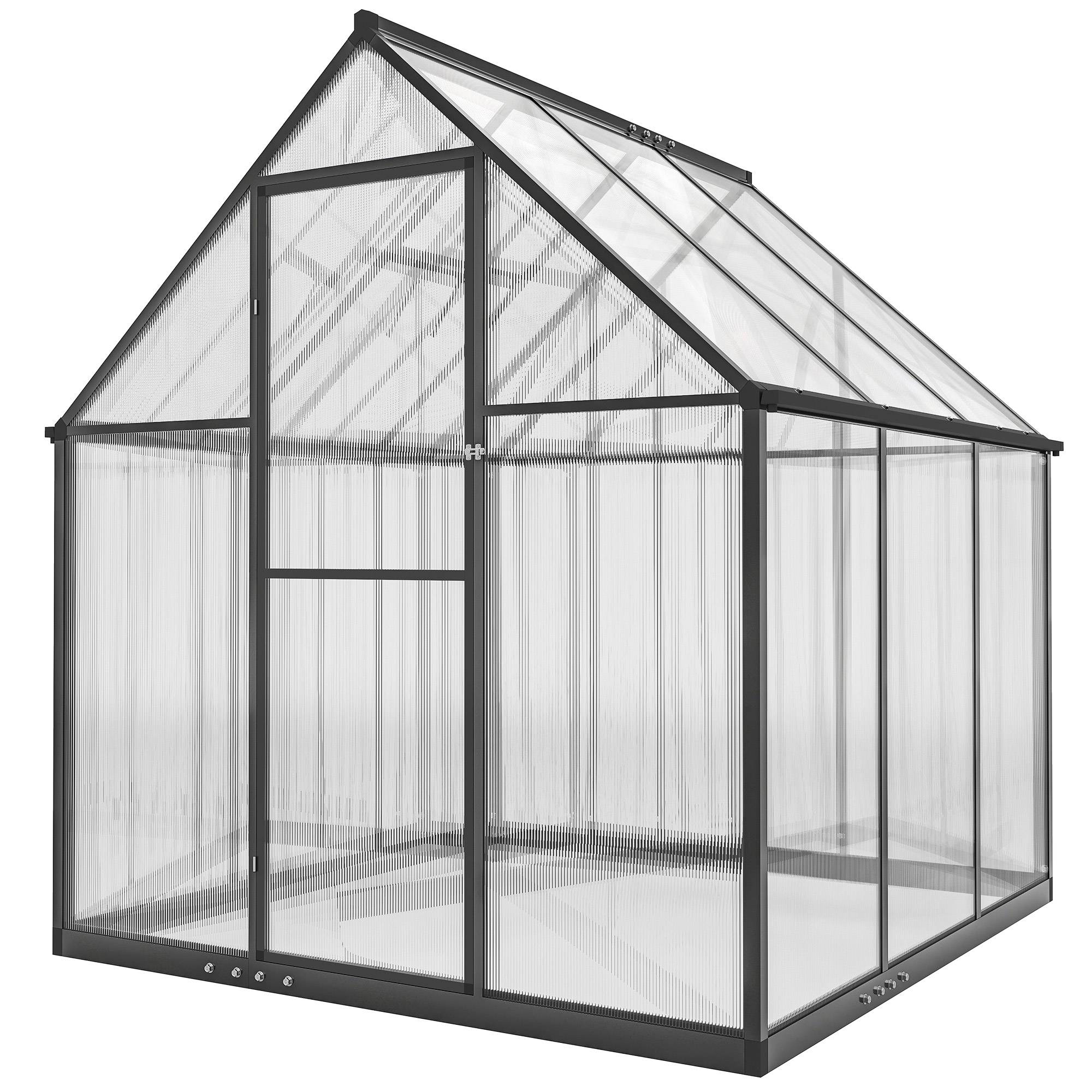 Serre jardin aluminium polycarbonate, fenêtre réglable porte battante, résistant intempéries transparent - Image 2