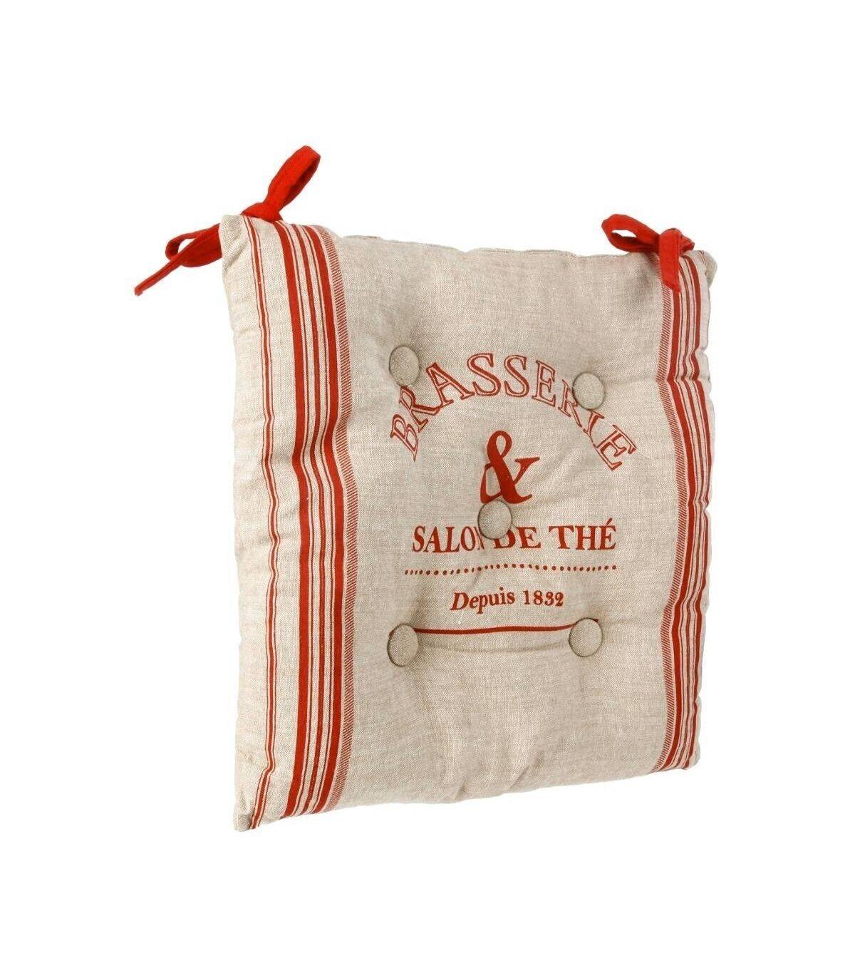 Lot de 6 Galettes de chaise en Coton Beige et Rouge 40 x 40 cm - Image 2
