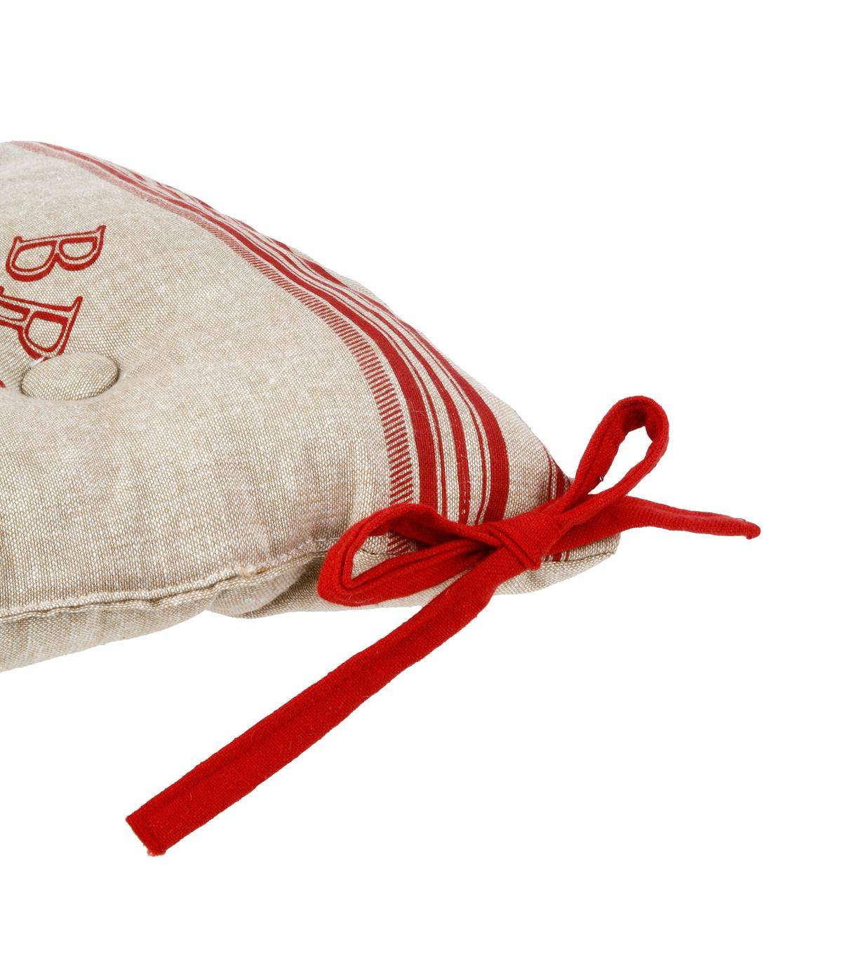 Lot de 6 Galettes de chaise en Coton Beige et Rouge 40 x 40 cm - Image 3