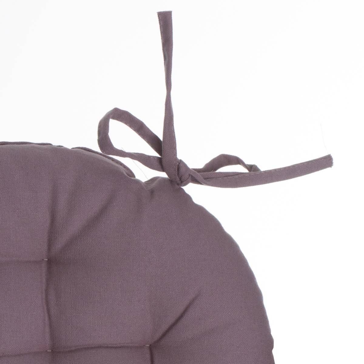 Lot de 6 Galettes de chaise en Coton Taupe D 38 cm - Image 2