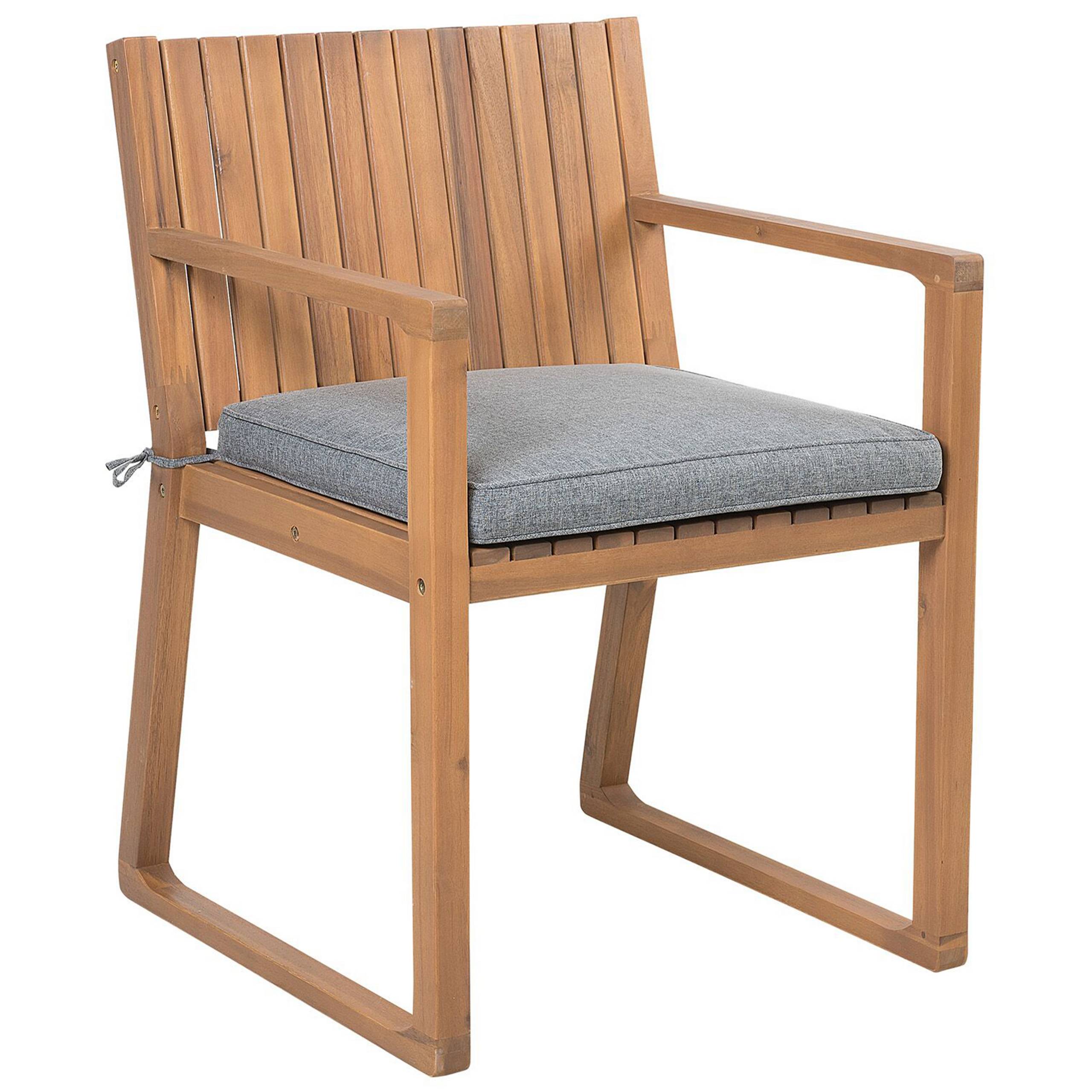 Beliani - Chaise de Jardin ou Terrasse en Bois d'Acacia Résistant avec Coussin Gris Matières Durables Confort d'Assise Optimal et Design Moderne Beliani - Image 1