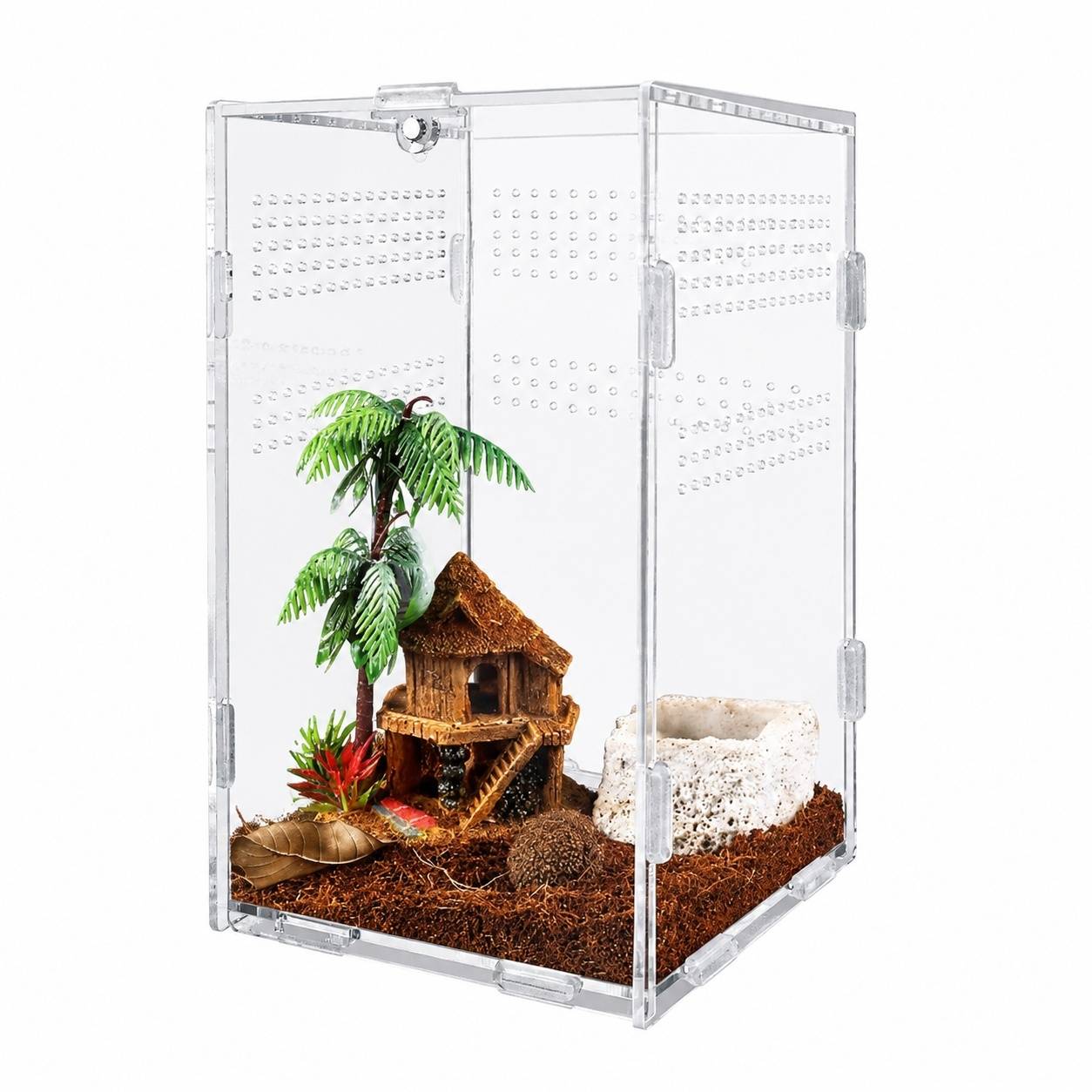 Boîte d'élevage acrylique transparente pour reptiles avec ventilation et fermeture magnétique - Image 1