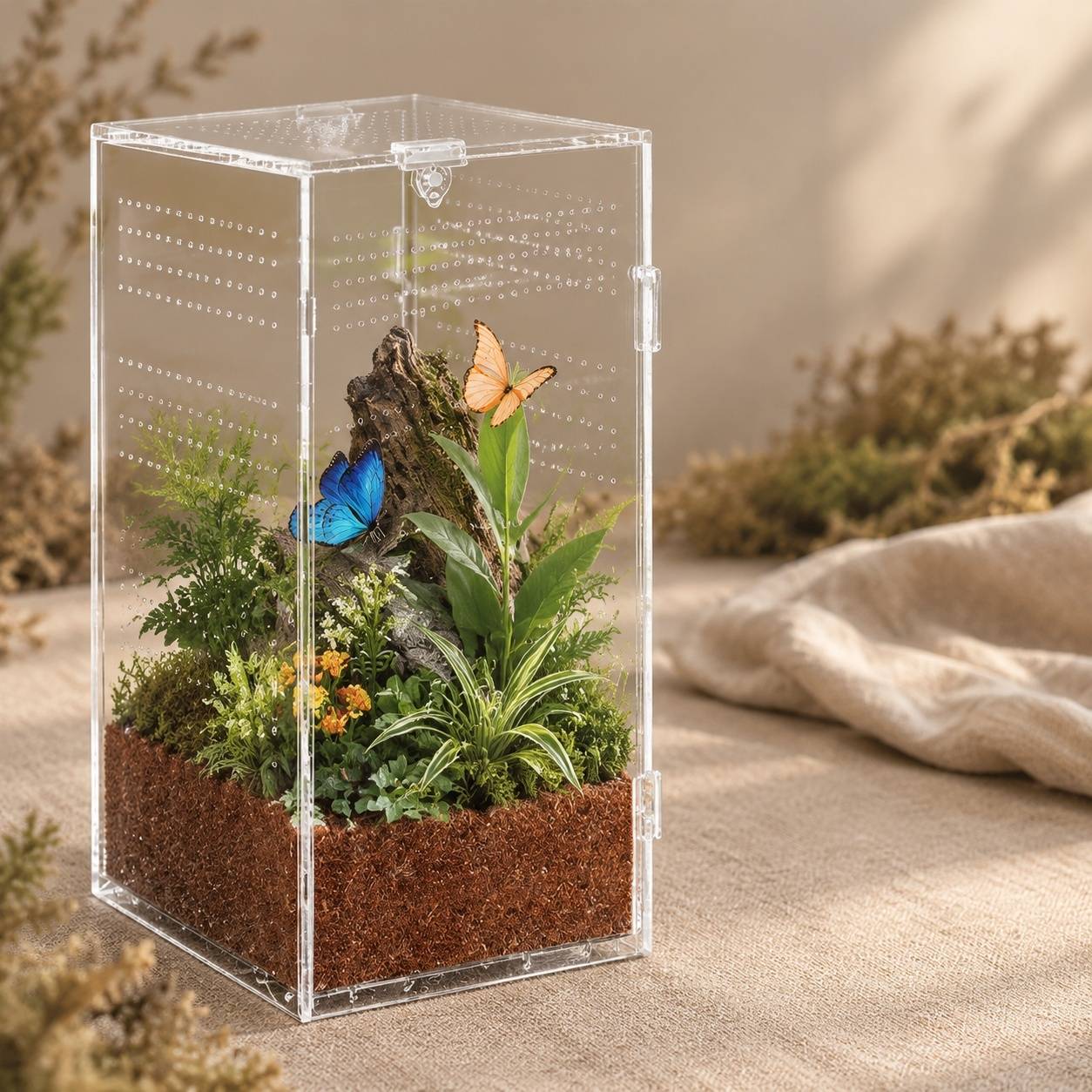 Boîte d'élevage acrylique transparente pour reptiles avec ventilation et fermeture magnétique - Image 5