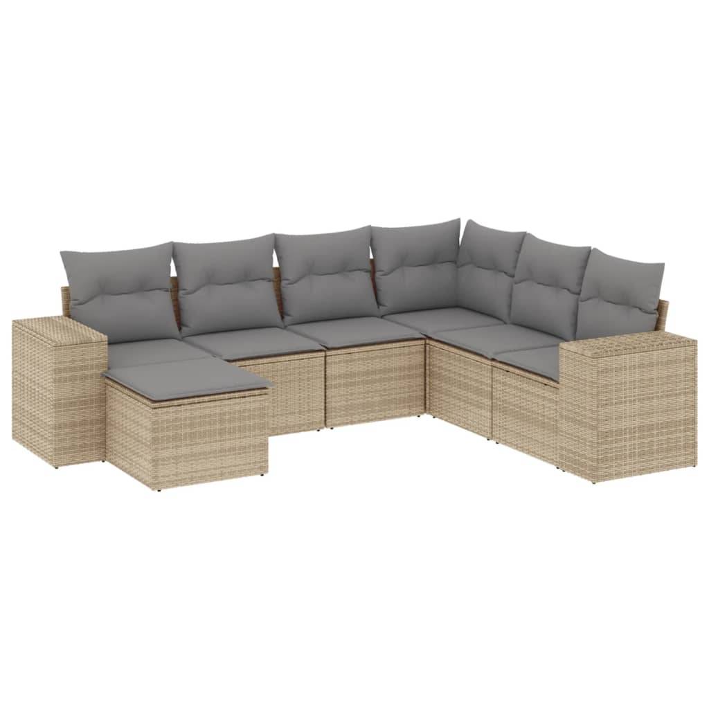 ComfortXL - Salon de jardin gris clair 7 pcs en résine tressée modulable avec repose-pied pour balcon et jardin Beige – ComfortXL Outdoor Living - Image 2