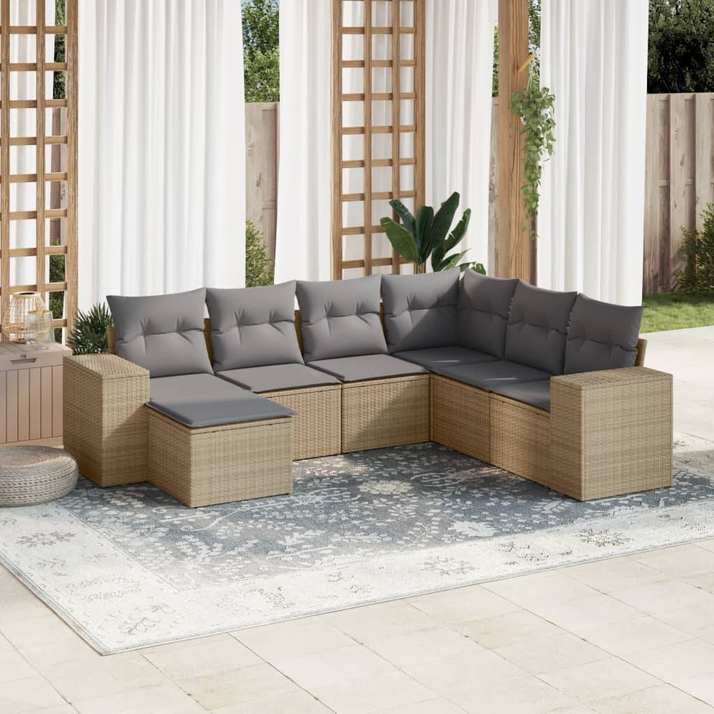 ComfortXL - Salon de jardin gris clair 7 pcs en résine tressée modulable avec repose-pied pour balcon et jardin Beige – ComfortXL Outdoor Living - Image 1