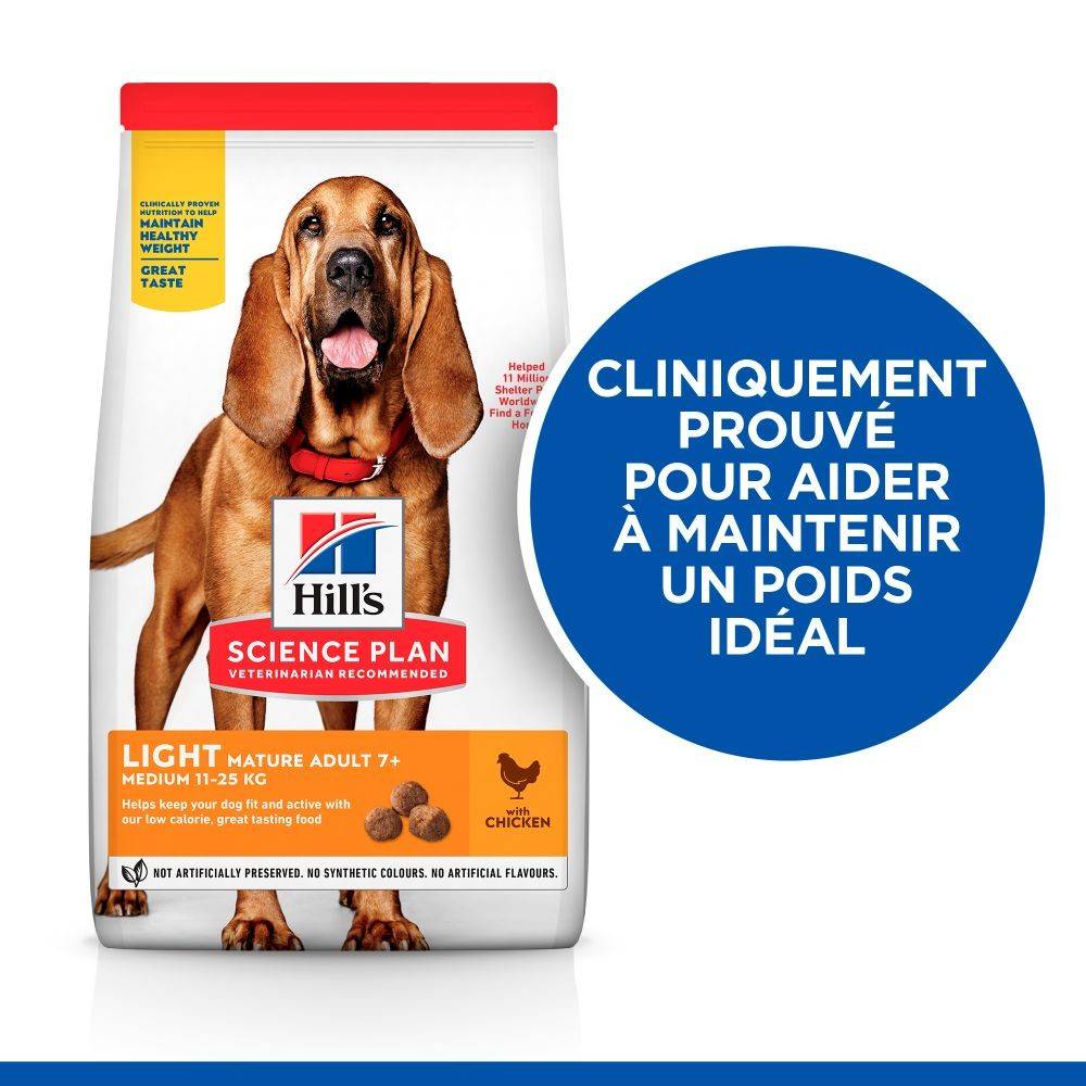 CROQUETTES CHIEN SCIENCE PLAN ADULT MATURE 7+ LIGHT POULET - HILL'S 7 kg - Image 2