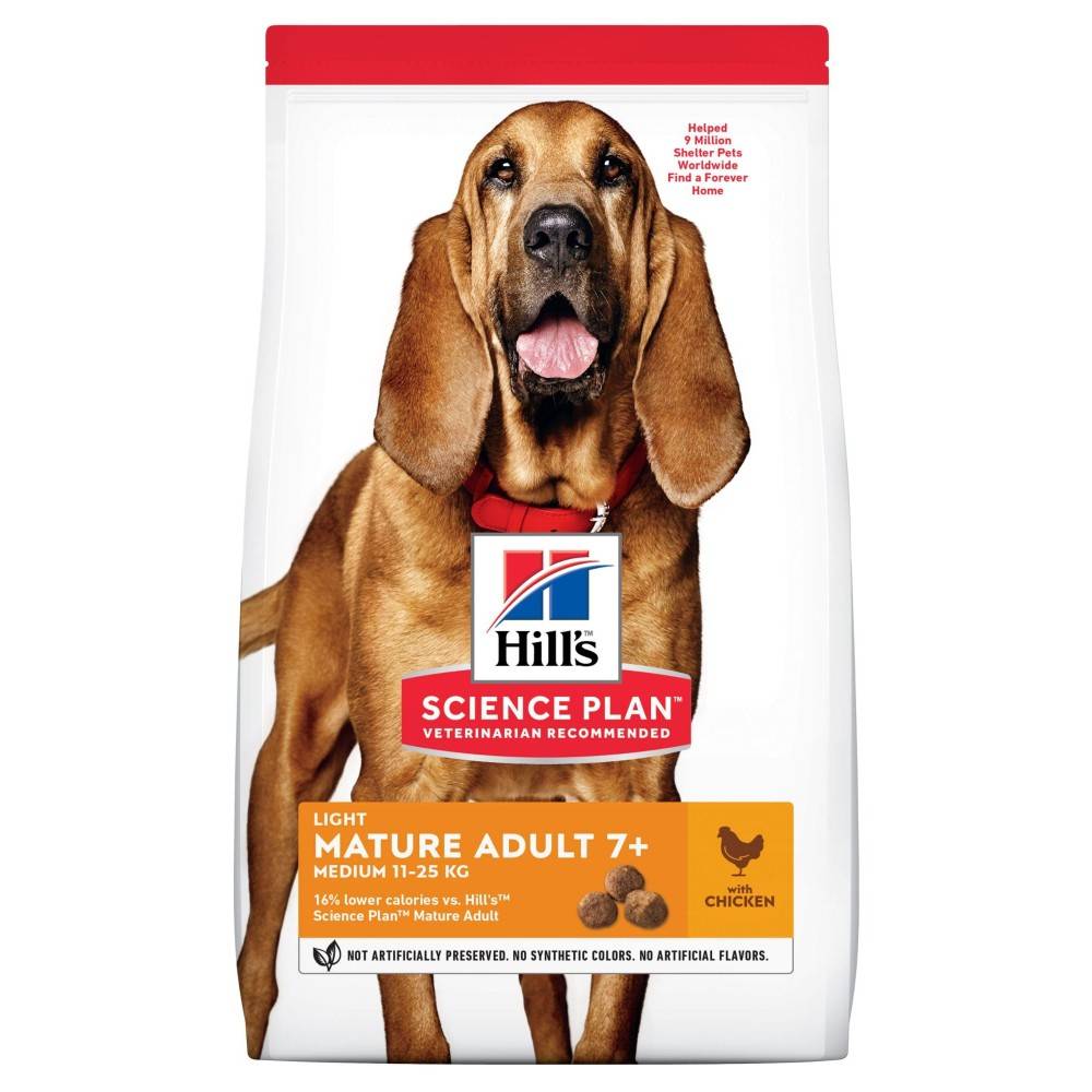 CROQUETTES CHIEN SCIENCE PLAN ADULT MATURE 7+ LIGHT POULET - HILL'S 7 kg - Image 1