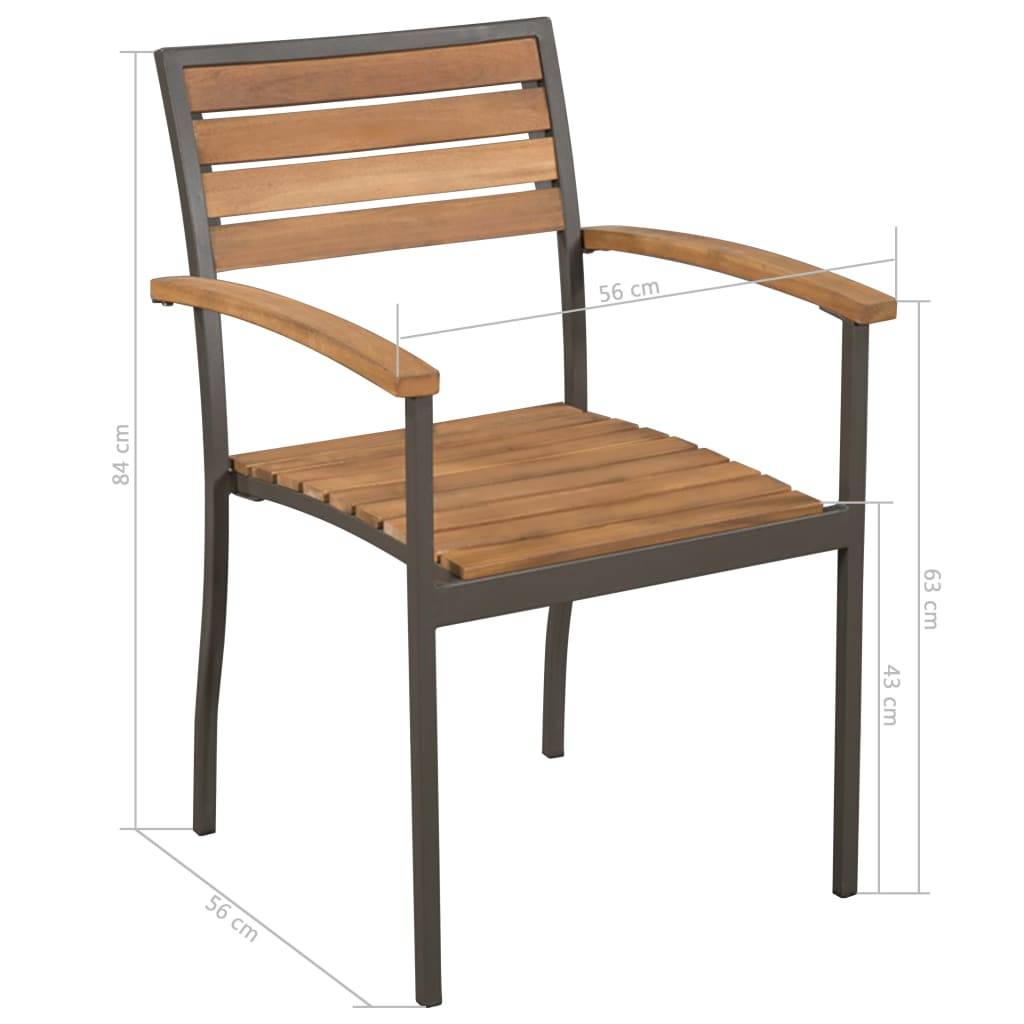 Vidaxl - Mobilier à dîner d'extérieur 9pcs Bois d'acacia solide et acier vidaXL 47296 - Image 7