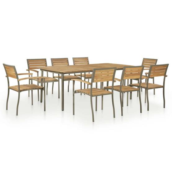 Vidaxl - Mobilier à dîner d'extérieur 9pcs Bois d'acacia solide et acier vidaXL 47296 - Image 1