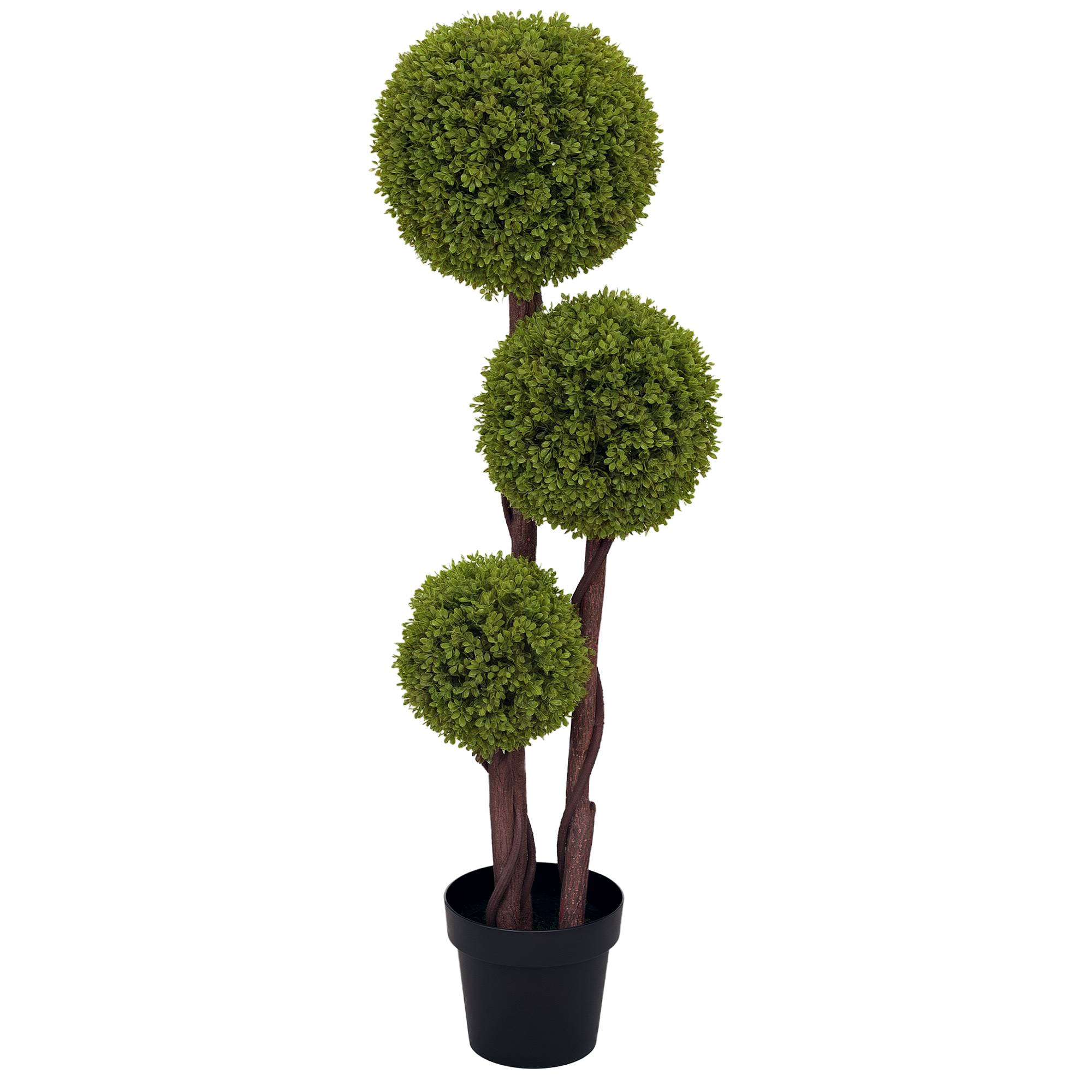 Plante buis artificielle 3 boules pot inclus base renforcée hauteur 115 cm - Image 1