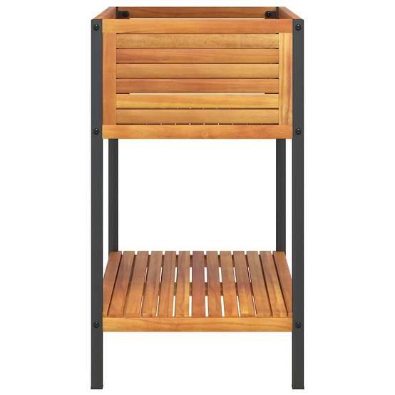 Jardinière et étagère bois d'acacia et acier naturel et noir 80 x 45 x 80 cm - PANGIVO - Image 5