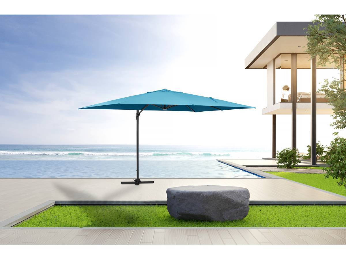 Habitat Et Jardin - Parasol Jardin Déporté Alu "sun 4" - Rectangle - 3 X 4 M - Bleu - Dalles à Lester Incluses -habitat Et Jardin - Image 2
