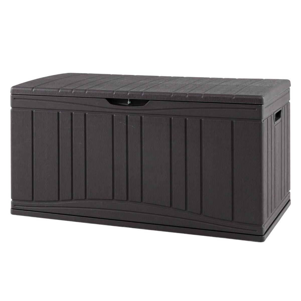 Coffre de Rangement pour Patio Boîte de Rangement 300L HDPE avec Couvercle Verrouillable Marron - Image 1