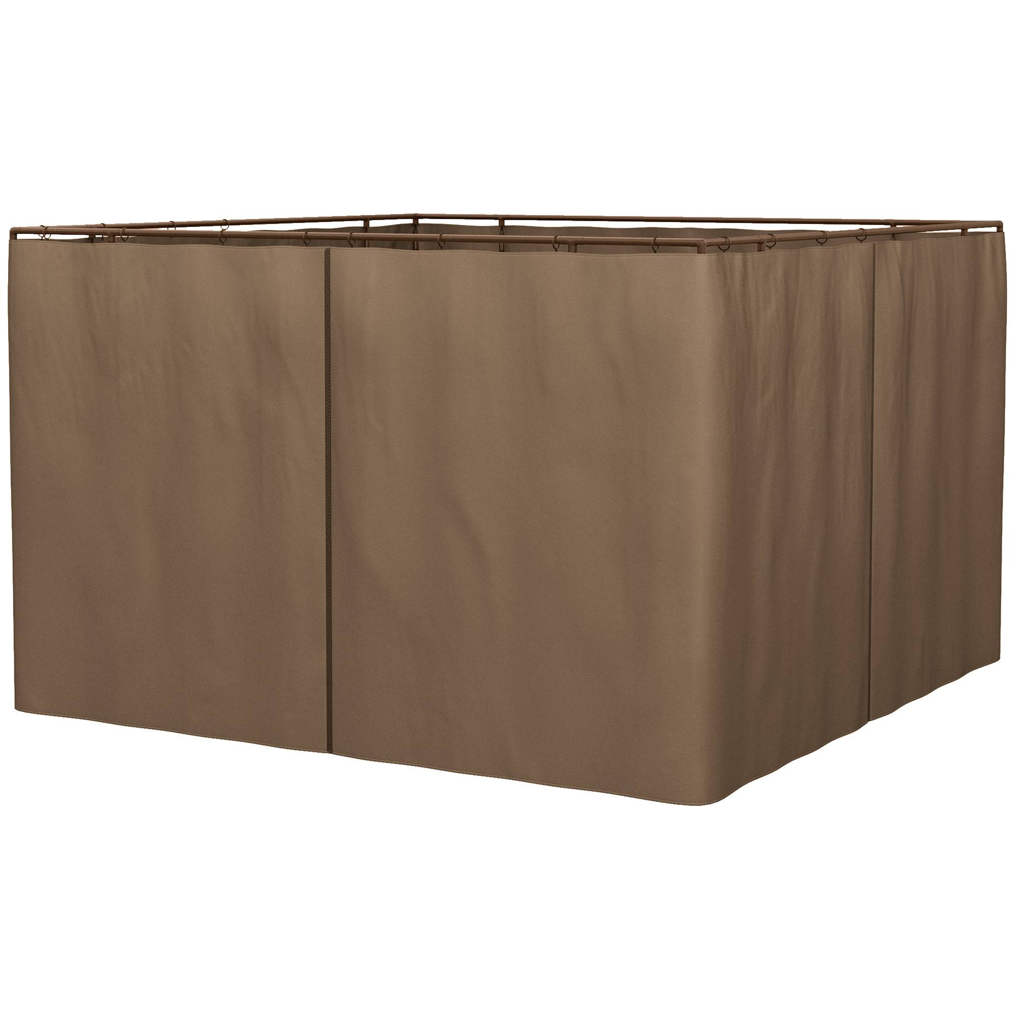 Lot de 4 Parois Latérales pour Tonnelle 3x3m Polyester avec Crochets et Zips Marron - ComfortXL Outdoor Living - Image 1