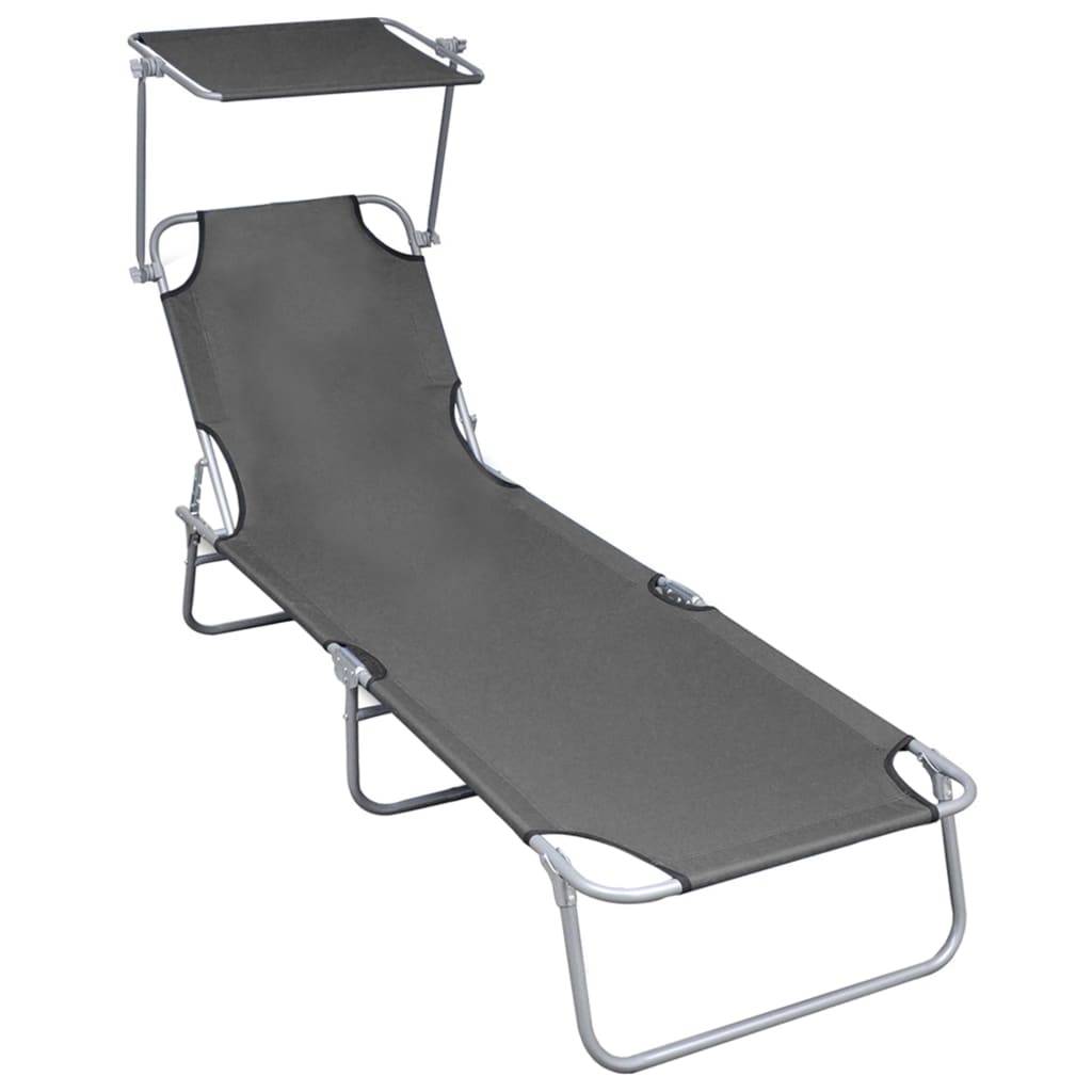 ComfortXL - Transat Pliable Aluminium avec Pare-Soleil Jardin Gris – ComfortXL Outdoor Living - Image 1