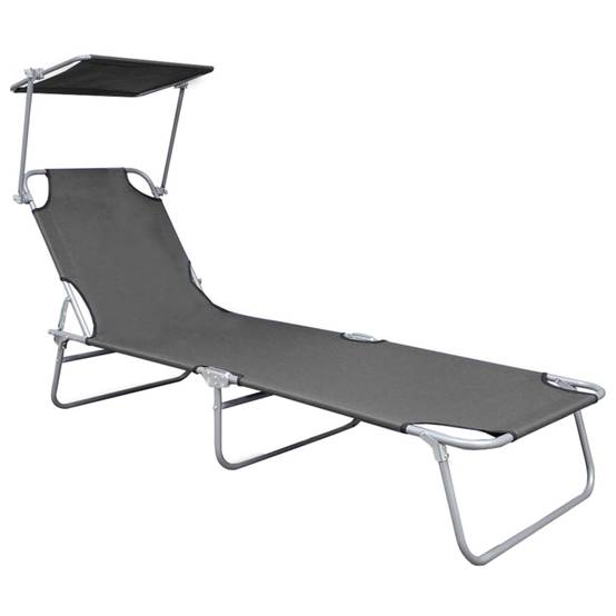 ComfortXL - Transat Pliable Aluminium avec Pare-Soleil Jardin Gris – ComfortXL Outdoor Living - Image 2