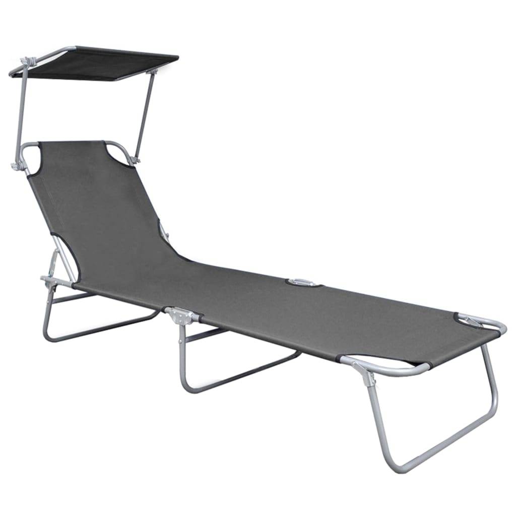 ComfortXL - Transat Pliable Aluminium avec Pare-Soleil Jardin Gris – ComfortXL Outdoor Living - Image 2