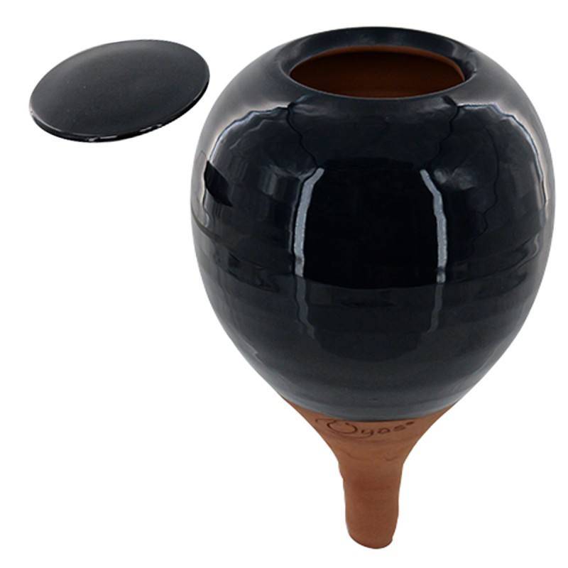 Ferme Du Moutta - Oya d'arrosage 30 cl en céramique faite main pour pots de fleurs, noir