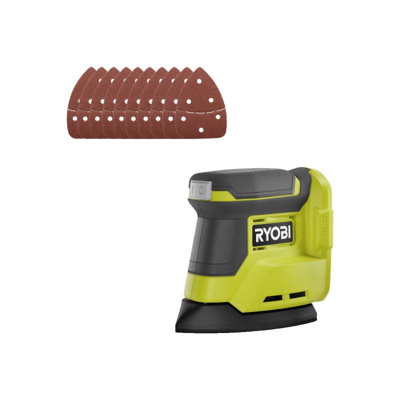 Ryobi - Pack RYOBI - Ponceuse triangulaire RPS18-0 - 18V One+ - sans batterie ni chargeur - Lot de 10 feuille abrasive SCS10A - Grain 60, 80 et 120 - Image 1