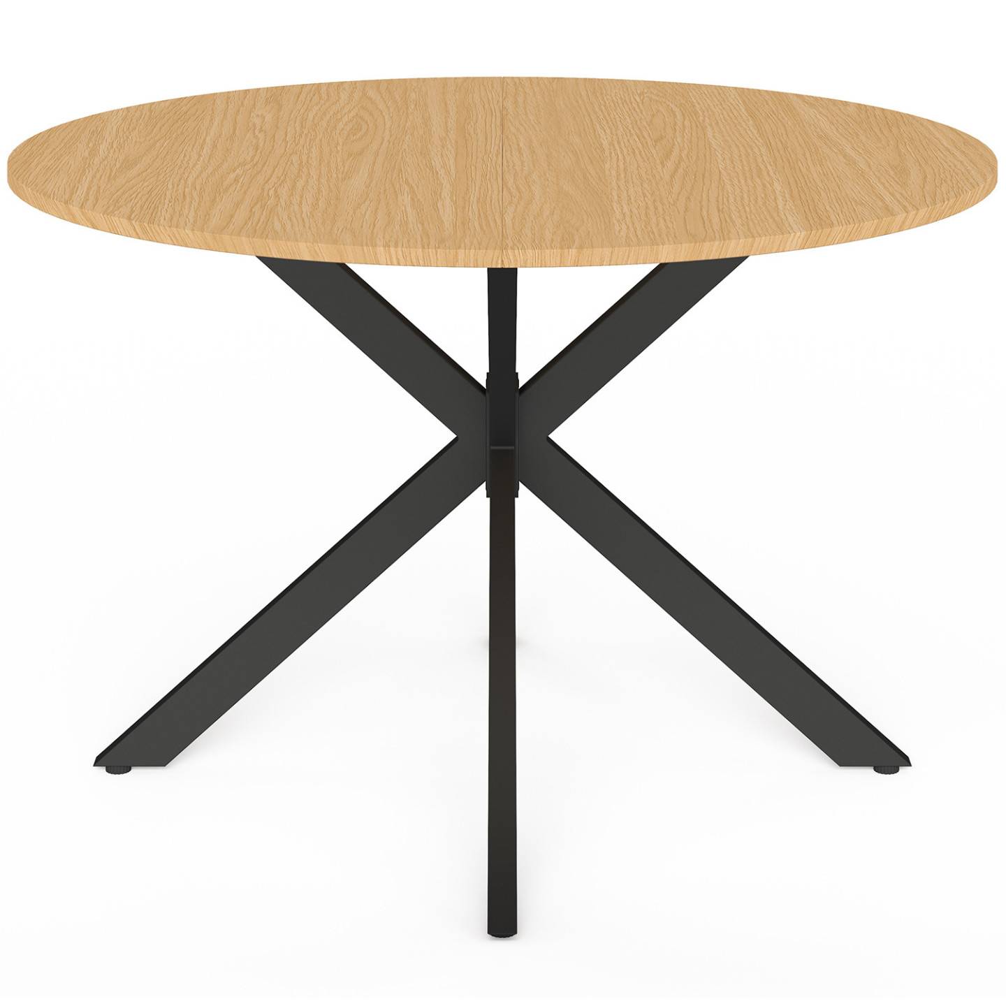 Salon de jardin MESSINA table ronde 120 cm pied araignée plateau métal effet bois et 6 chaises empilables noires - Image 3