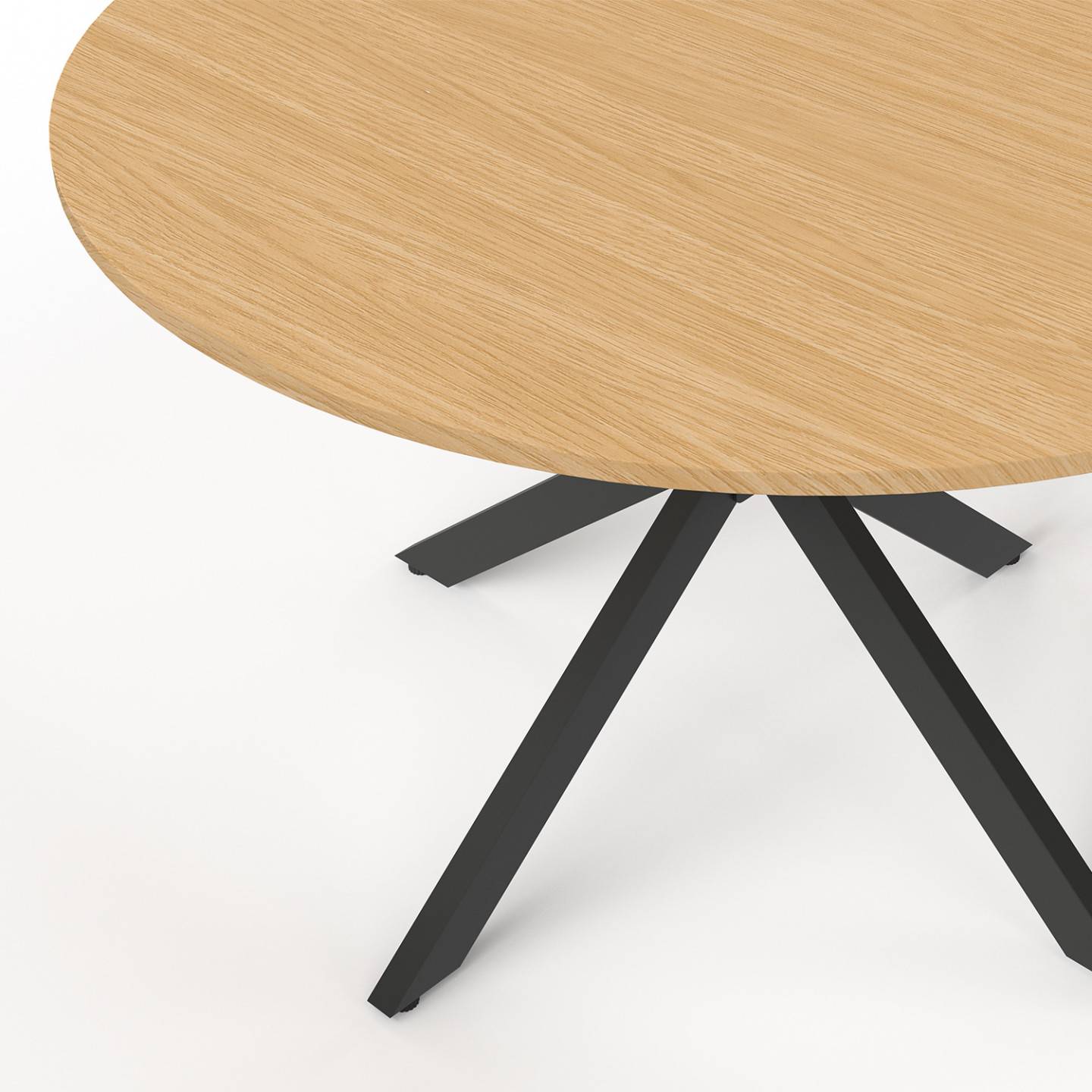 Salon de jardin MESSINA table ronde 120 cm pied araignée plateau métal effet bois et 6 chaises empilables noires - Image 6