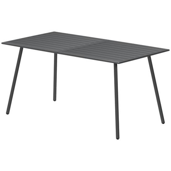 Table à manger de jardin pour 6 personnes avec plateau à lattes pour jardin, patio, terrasse, 150 x 80 x 74 cm, gris - Image 2