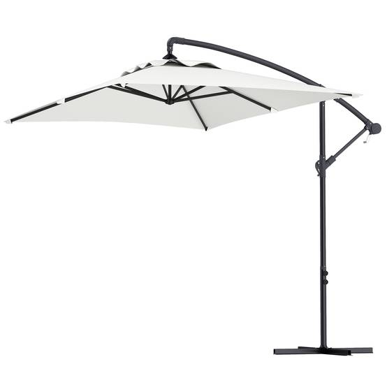 Parasol déporté parasol rectangulaire extérieur manivelle 6 baleine - 294x193x250cm Crème fr327 - Image 2