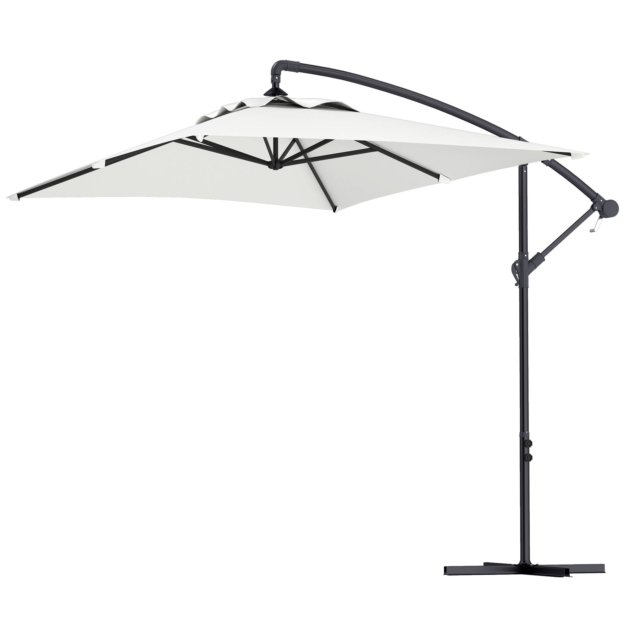 Parasol déporté parasol rectangulaire extérieur manivelle 6 baleine - 294x193x250cm Crème fr327 - Image 2