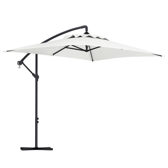 Parasol déporté parasol rectangulaire extérieur manivelle 6 baleine - 294x193x250cm Crème fr327 - Image 1