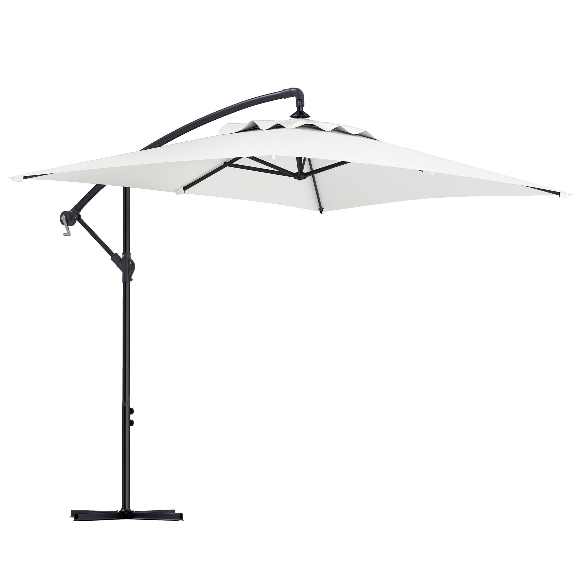 Parasol déporté parasol rectangulaire extérieur manivelle 6 baleine - 294x193x250cm Crème fr327 - Image 1