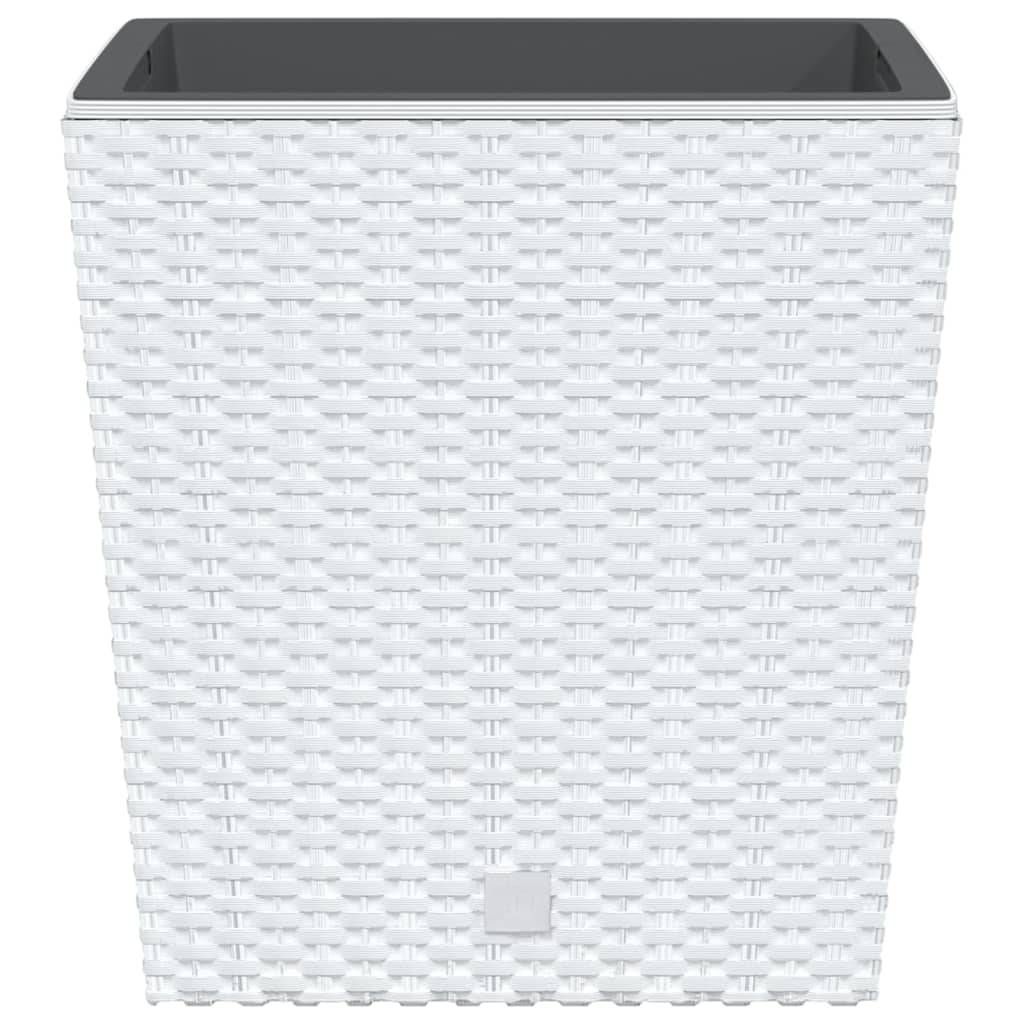 ComfortXL - Pot carré plastique aspect rotin aménagement terrasse bac amovible 32x32cm blanc - ComfortXL Outdoor Living - Image 4