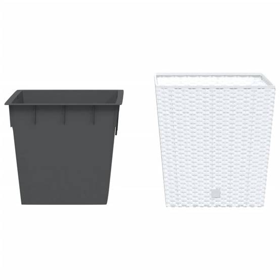 ComfortXL - Pot carré plastique aspect rotin aménagement terrasse bac amovible 32x32cm blanc - ComfortXL Outdoor Living - Image 3