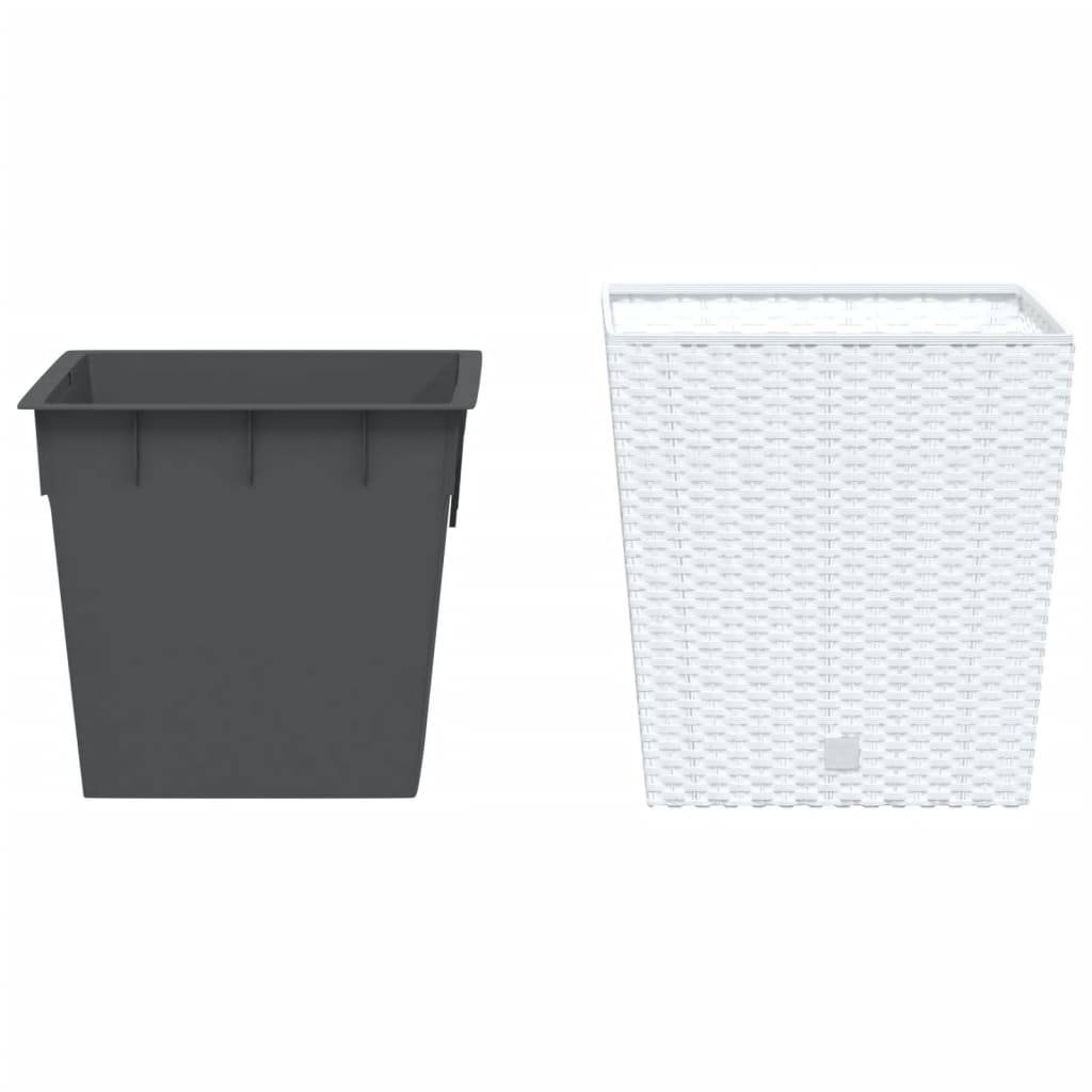 ComfortXL - Pot carré plastique aspect rotin aménagement terrasse bac amovible 32x32cm blanc - ComfortXL Outdoor Living - Image 3