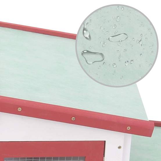 Grand clapier XXL bois 2 niveaux avec enclos jardin Rouge et Blanc – ComfortXL Outdoor Living - Image 7