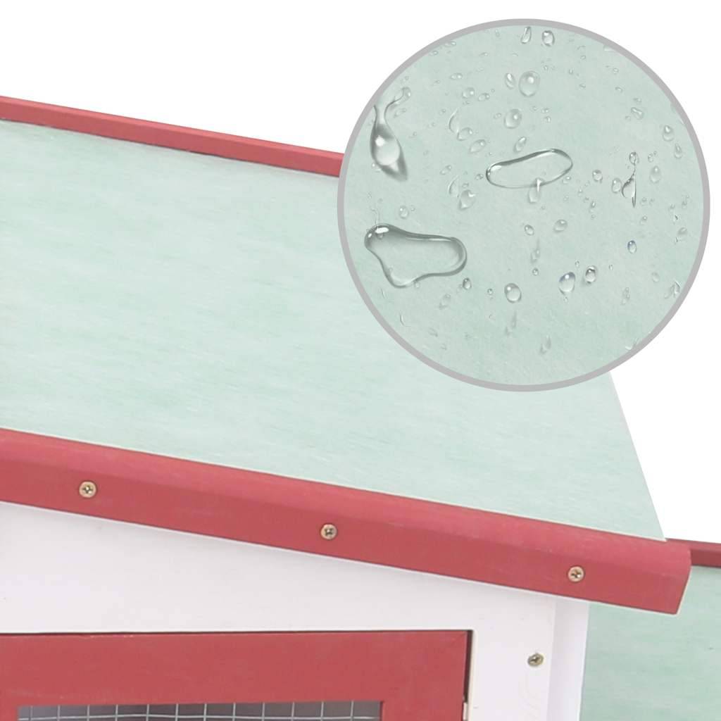 Grand clapier XXL bois 2 niveaux avec enclos jardin Rouge et Blanc – ComfortXL Outdoor Living - Image 7