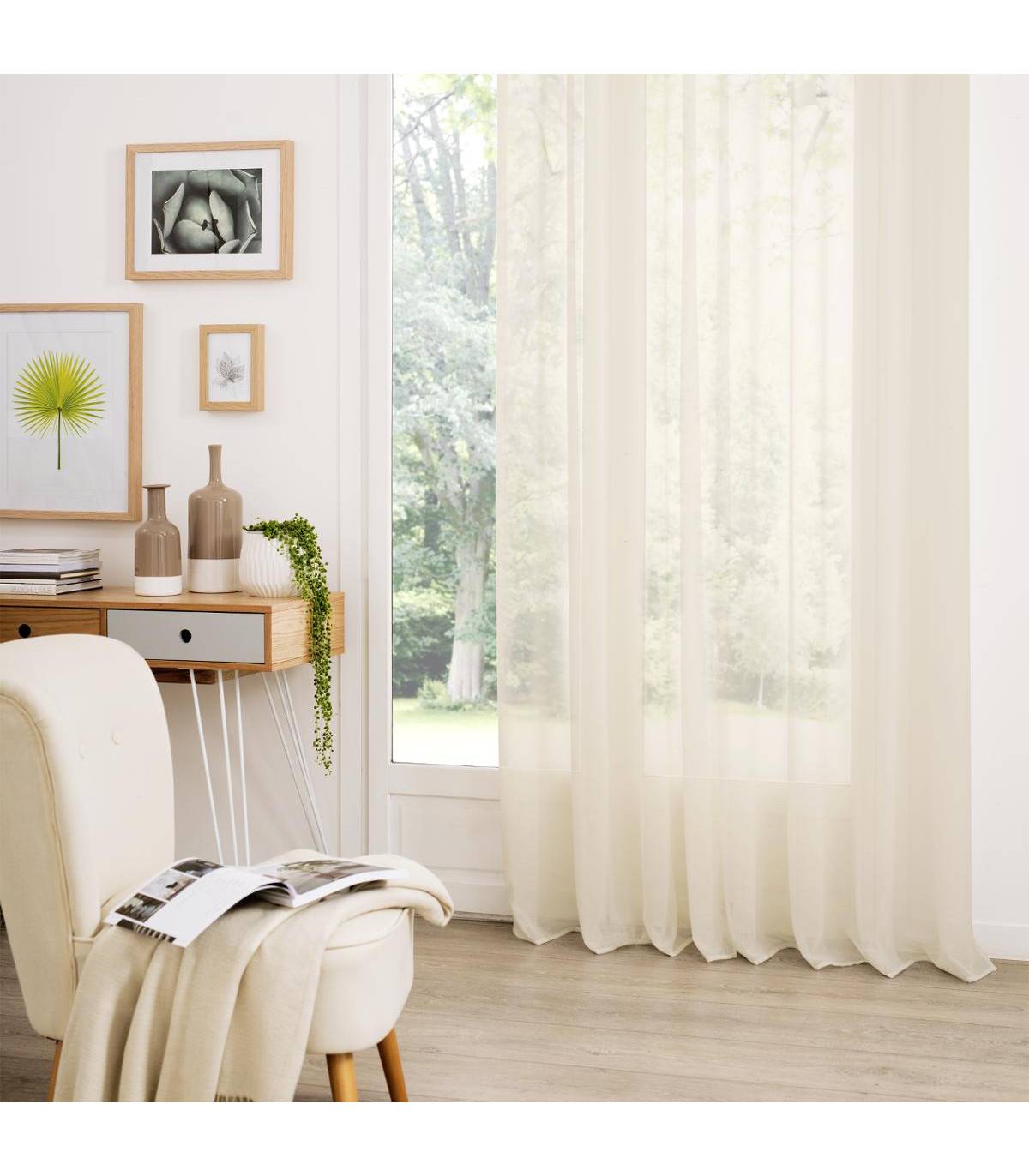 Voilage à œillets Etamine Beige Lin 140 x 260 cm - Image 2