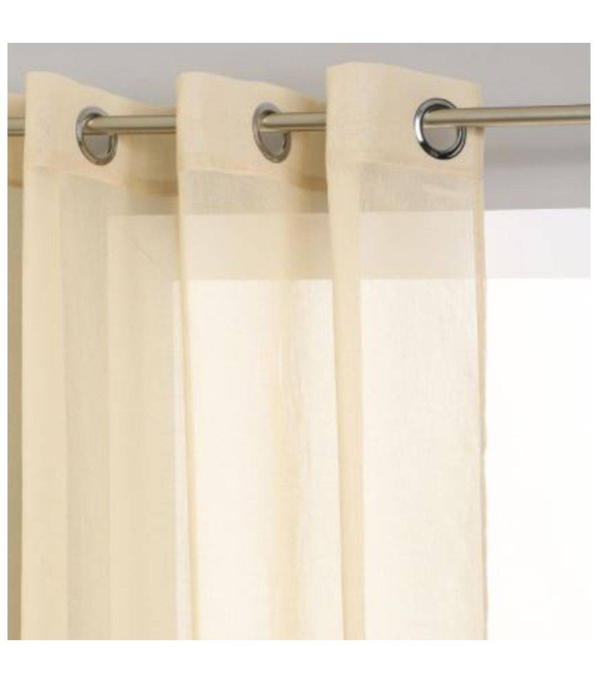 Voilage à œillets Etamine Beige Lin 140 x 260 cm - Image 1