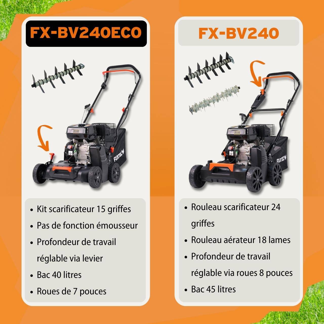 FUXTEC - Scarificateur thermique - FUXTEC FX-BV240ECO - 212cm3 largeur 40cm sac 40l 18 lames - Image 6