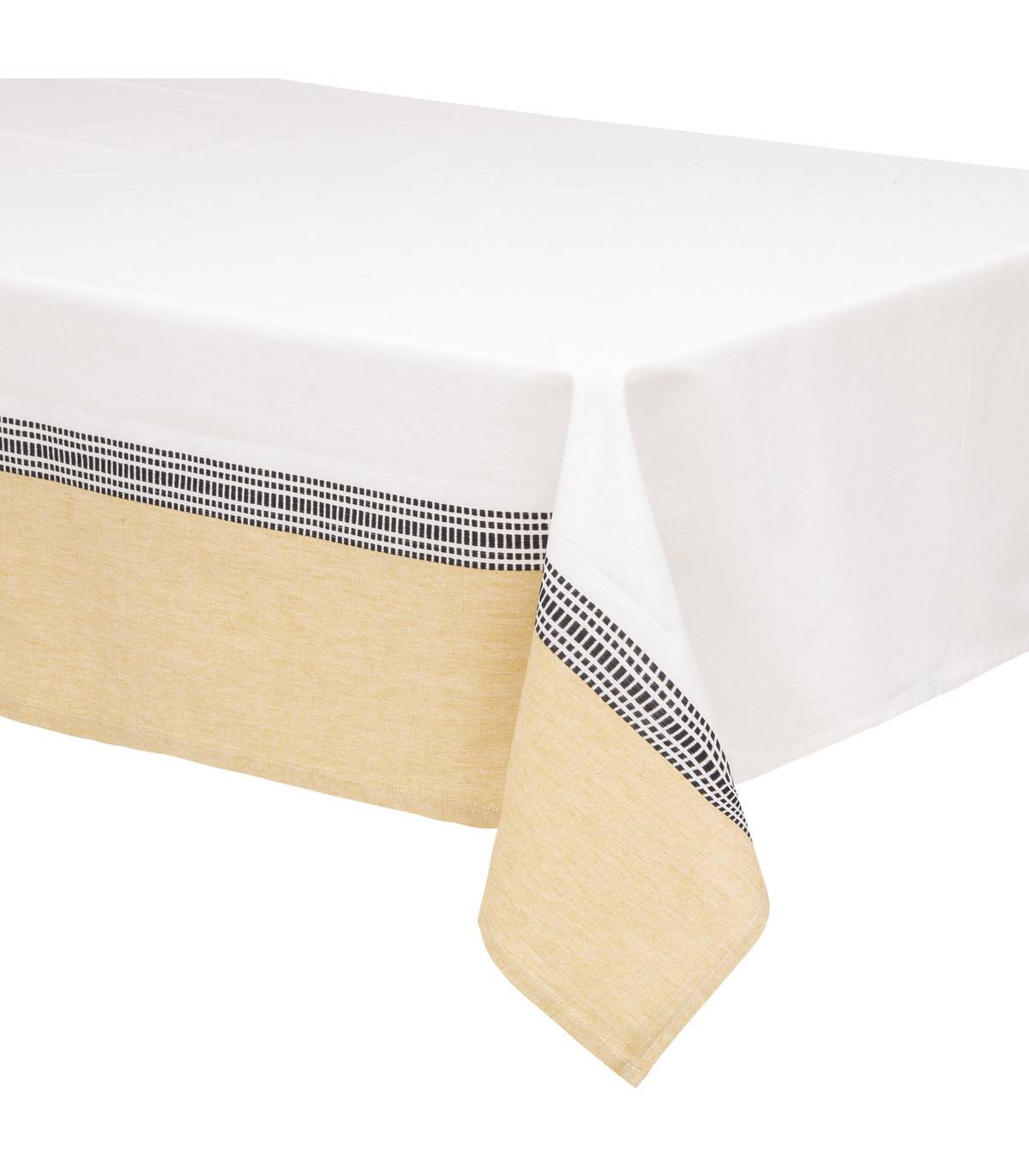 Atmosphera - Nappe en coton bicolore Blanc et Jaune 150 x 250 cm - Image 1