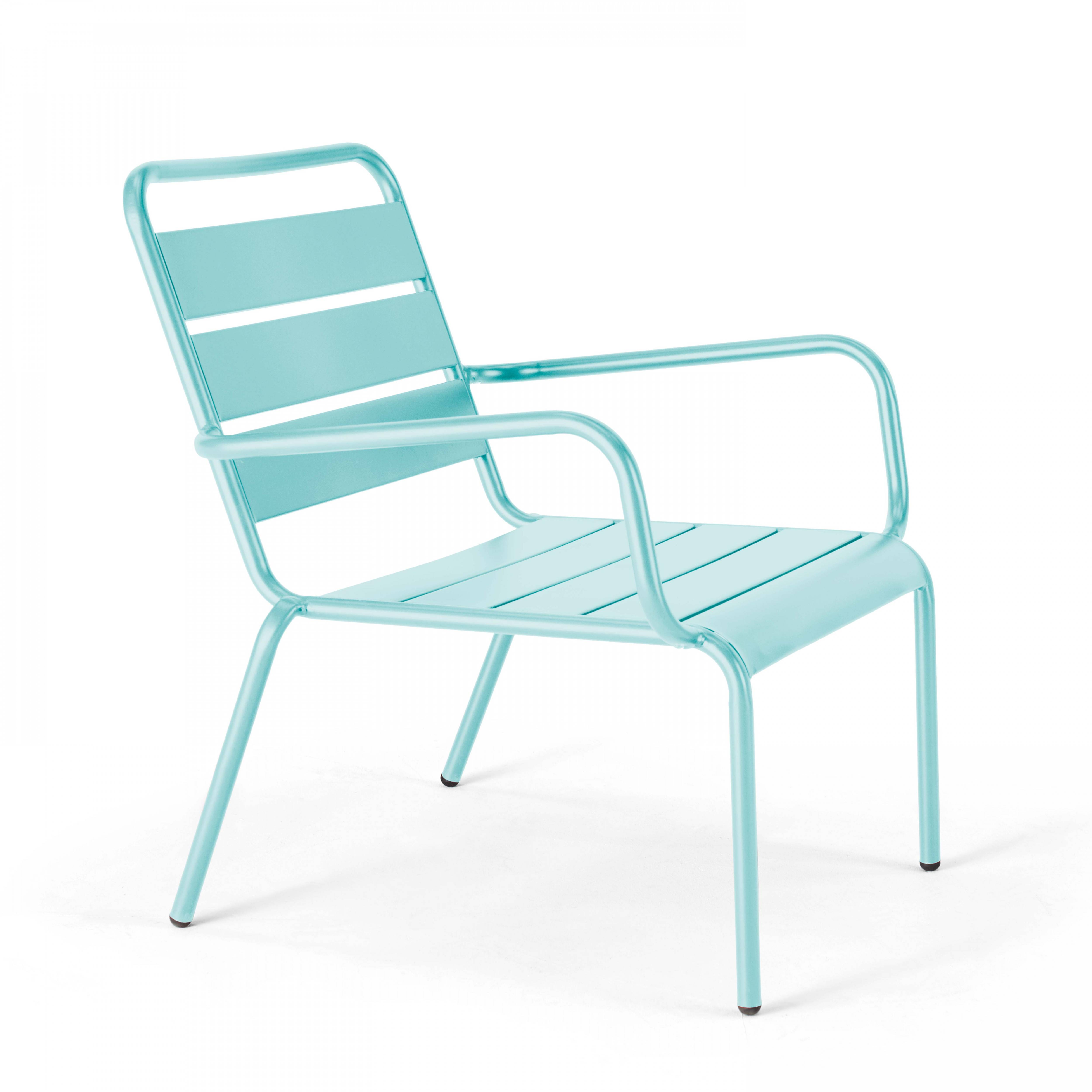 Oviala - Lot 2 fauteuils relax avec repose-pieds métal gris et turquoise Palavas - Oviala - Image 6