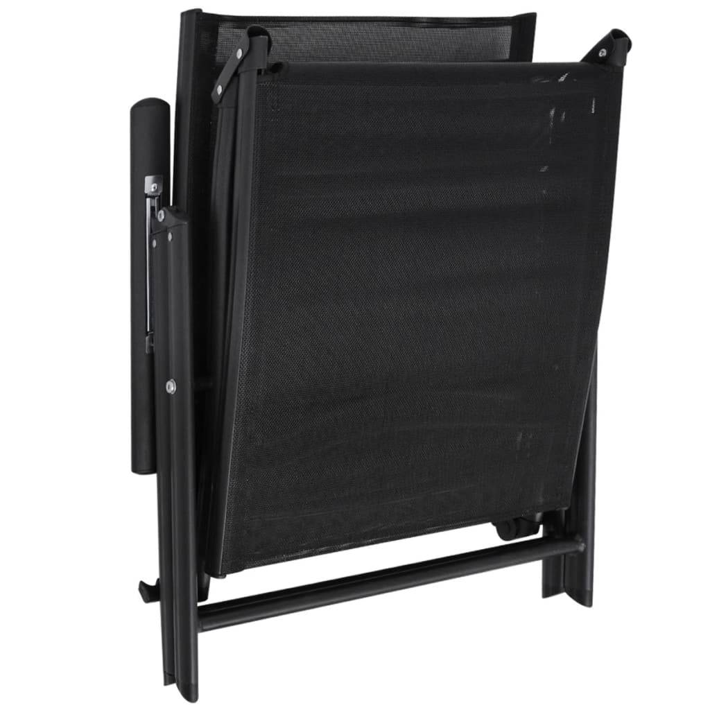 Helloshop26 - Transat chaise longue bain de soleil lit de jardin terrasse meuble d'extérieur pliable aluminium noir - Image 5