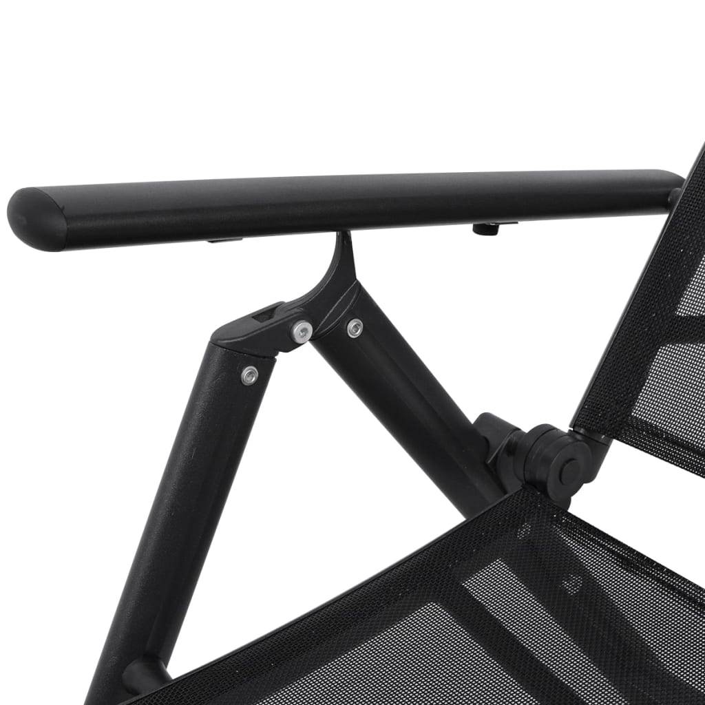 Helloshop26 - Transat chaise longue bain de soleil lit de jardin terrasse meuble d'extérieur pliable aluminium noir - Image 4