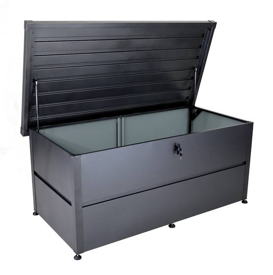 Proloisirs - Coffre de rangement en acier galvanisé – 750 L – Coloris graphite