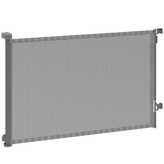Barrière de sécurité rétractable pour chien, extensible jusqu'à 140 cm de large, pour escaliers et portes, grise - Image 2