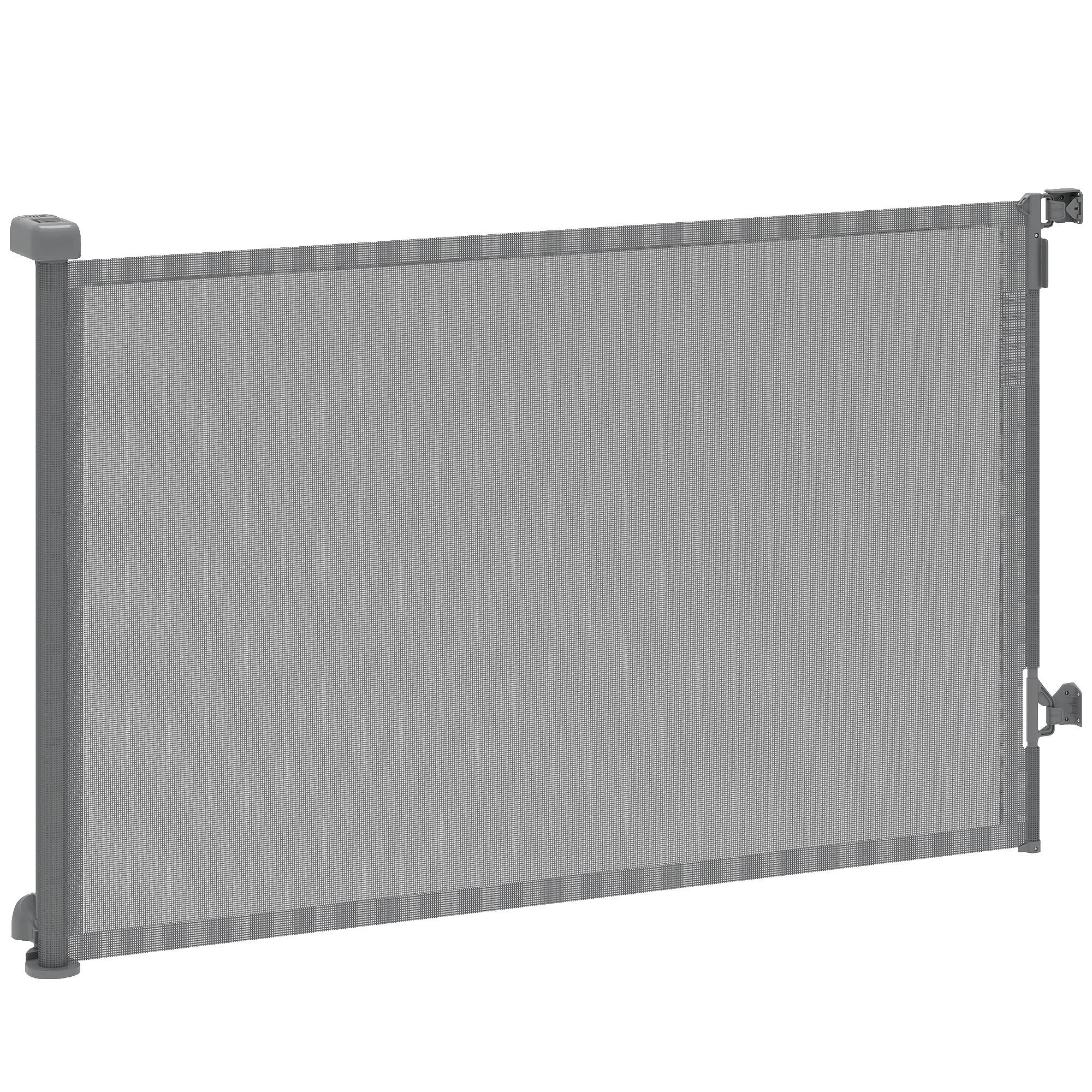 Barrière de sécurité rétractable pour chien, extensible jusqu'à 140 cm de large, pour escaliers et portes, grise - Image 2