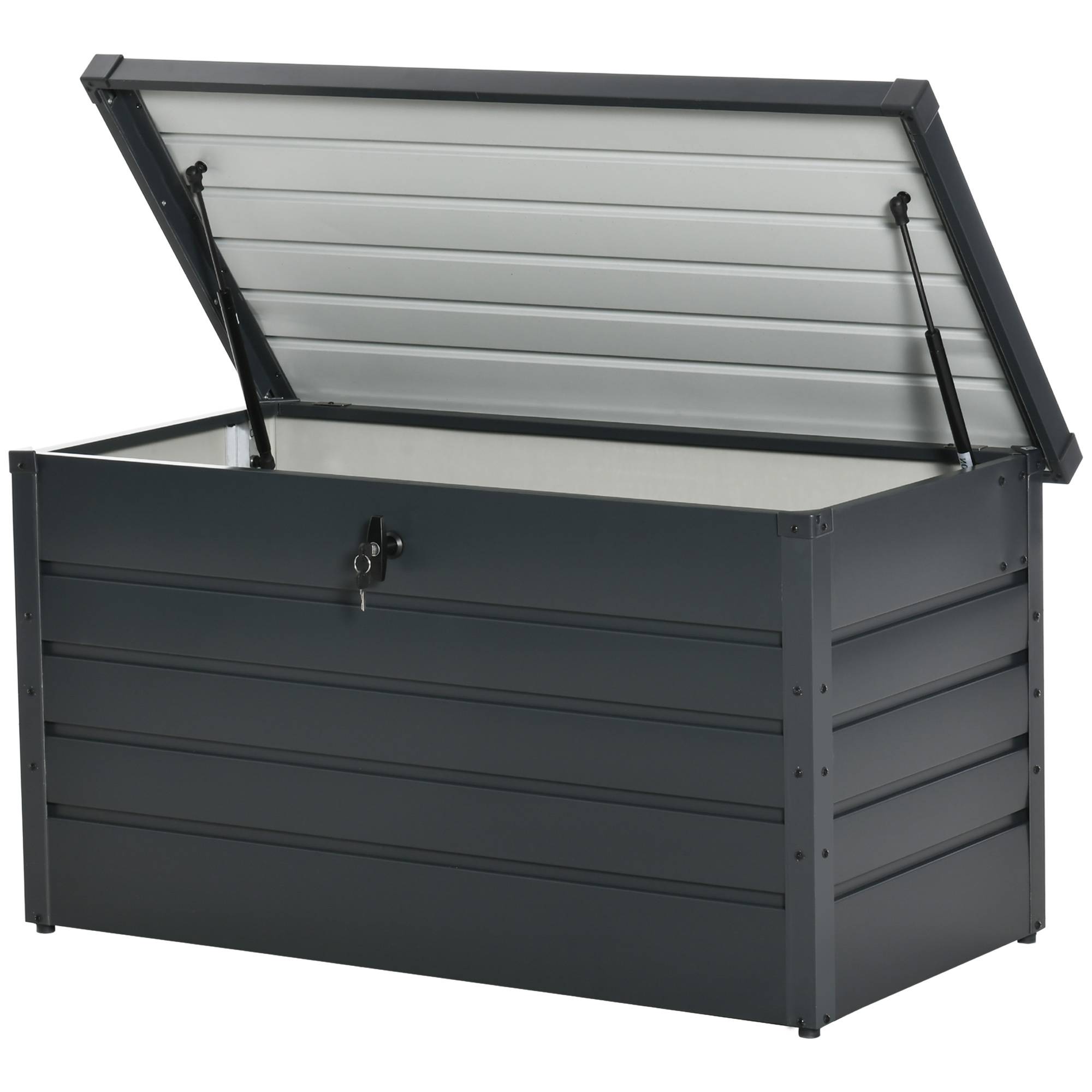 Outsunny - Coffre de rangement exterieur XXL 311L - verrouillable - vérin à gaz - acier galvanisé - 120x62x62cm - gris foncé - Outsunny - Image 1